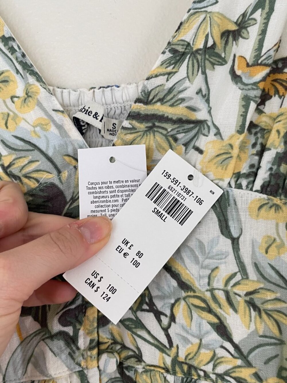 Abercrombie & Fitch Plunge Linen Maxi Dress in Tropical Print Size Small - Picture 3 of 6